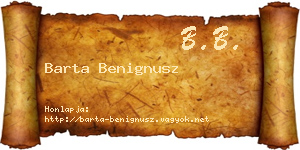 Barta Benignusz névjegykártya